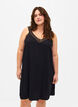 Strap dress in viscose with lace, Black, Model image number 0