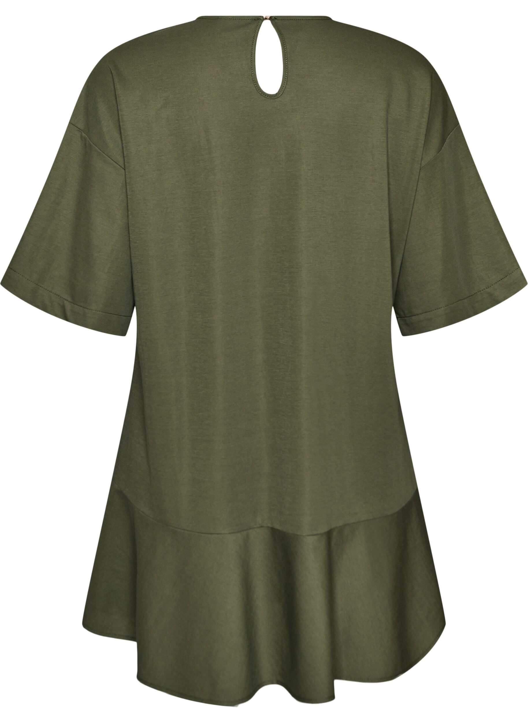 ZizzifashionShort dress with a loose fit and ruffle hem, Green, Packshot image number 1