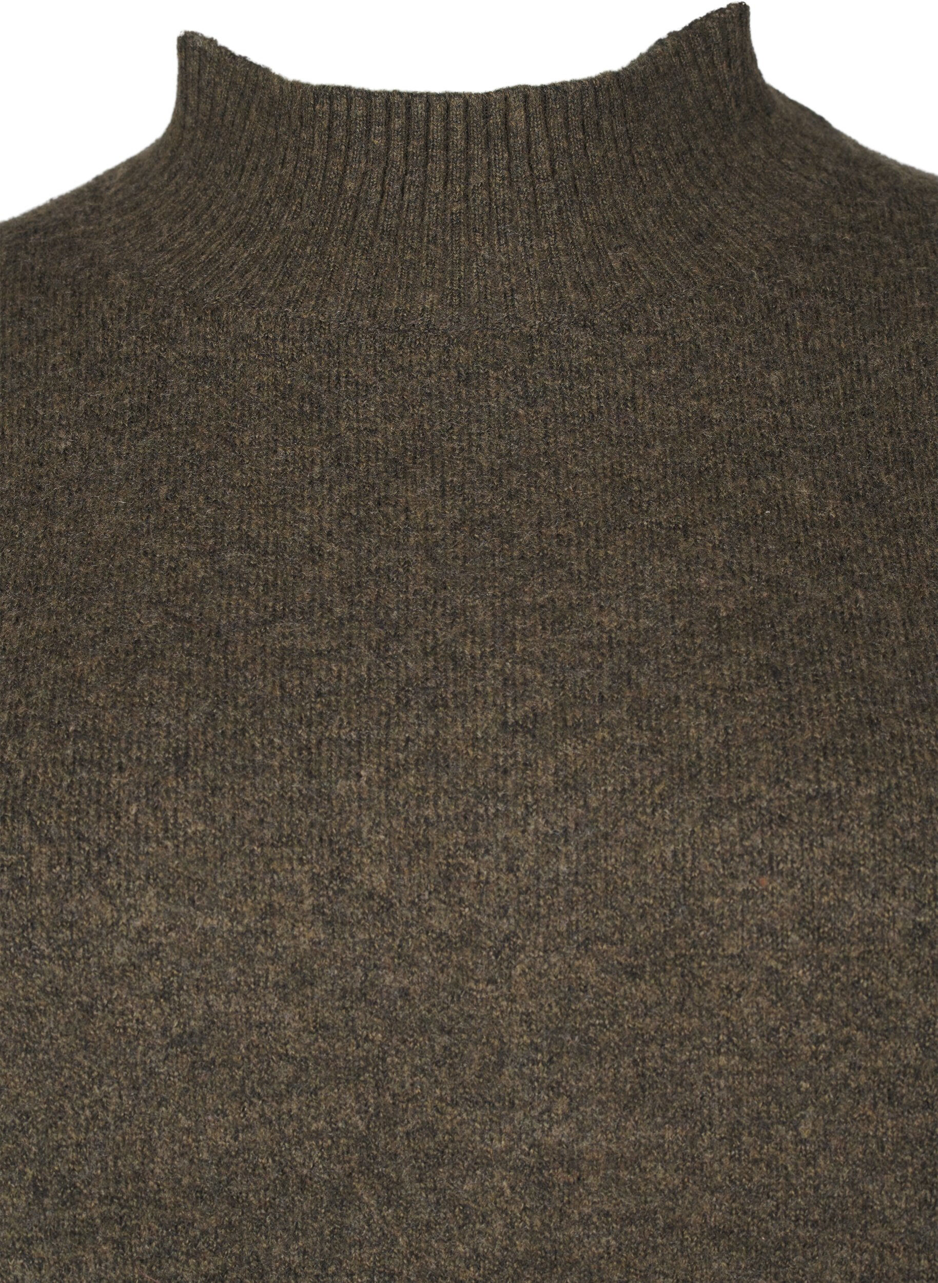 Zizzifashion Knitted wool blouse with high neck, Sea Turtle Mel., Packshot image number 2