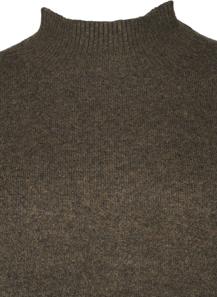 Knitted wool blouse with high neck, Sea Turtle Mel., Packshot image number 2