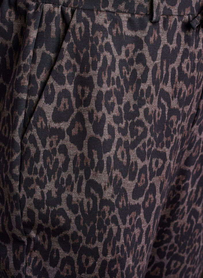 Cropped trousers with leopard print, Brown, Packshot image number 2