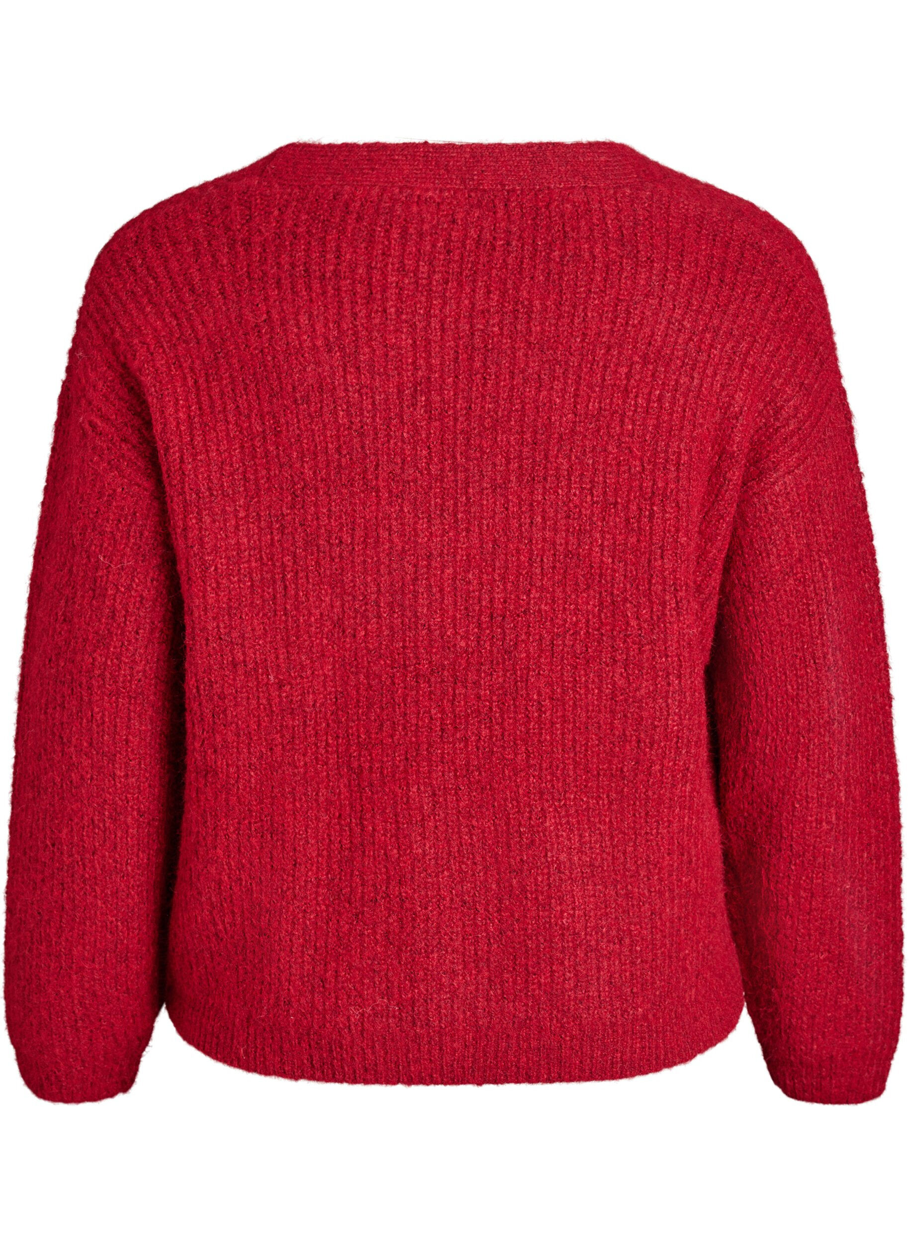 Zizzifashion Knit cardigan with v-neck, Red, Packshot image number 1