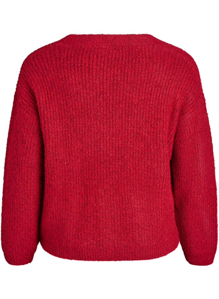 Knit cardigan with v-neck, Red, Packshot image number 1