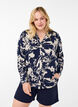 Long-sleeved shirt with print and V-neck, Navy Blazer AOP, Model image number 0