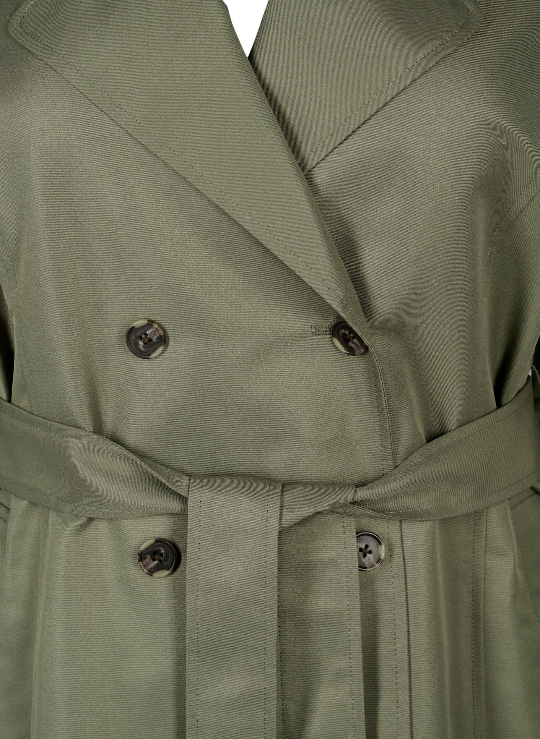 Zizzifashion Short trench coat with belt, Green, Packshot image number 2