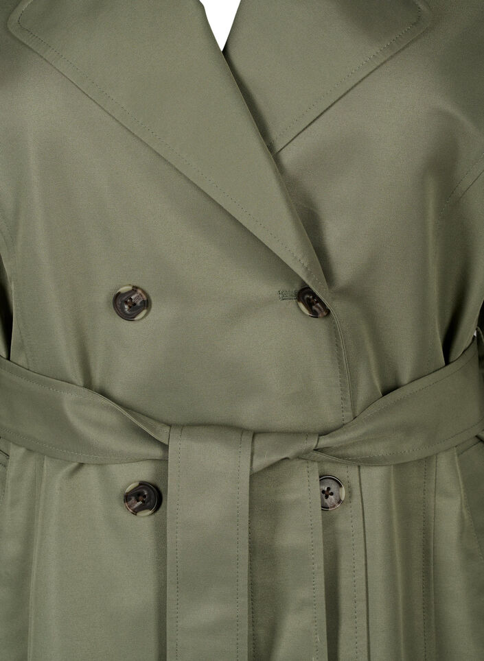 Short trench coat with belt, Green, Packshot image number 2