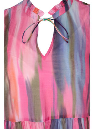 Printed viscose tunic with tie-string detail, Pink AOP, Packshot image number 2