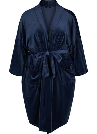 3/4-sleeved bathrobe with pockets, Navy Blazer, Packshot image number 0
