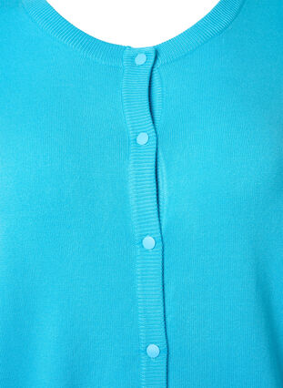 Ribbed cardigan with button closure, River Blue, Packshot image number 2