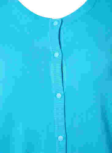 Ribbed cardigan with button closure, River Blue, Packshot image number 2
