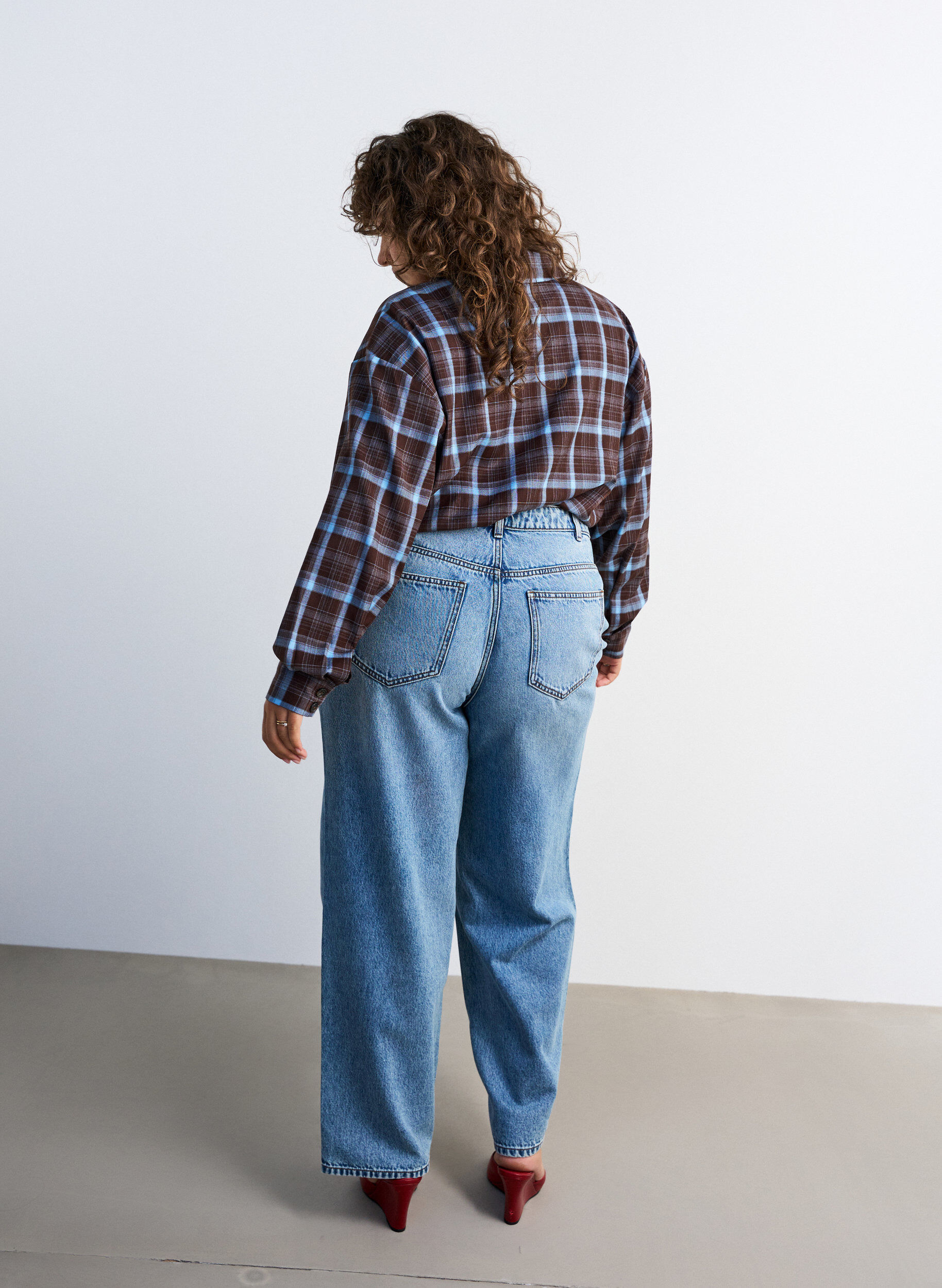 ZizzifashionChecked shirt with a loose fit, Brown, Model image number 2
