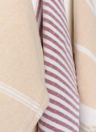 3-pack striped cotton tea towel, 3-Pack Beige/Red, Packshot image number 2