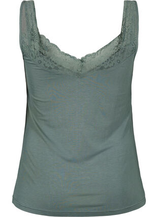 Viscose top with lace edge, Balsam Green, Packshot image number 1