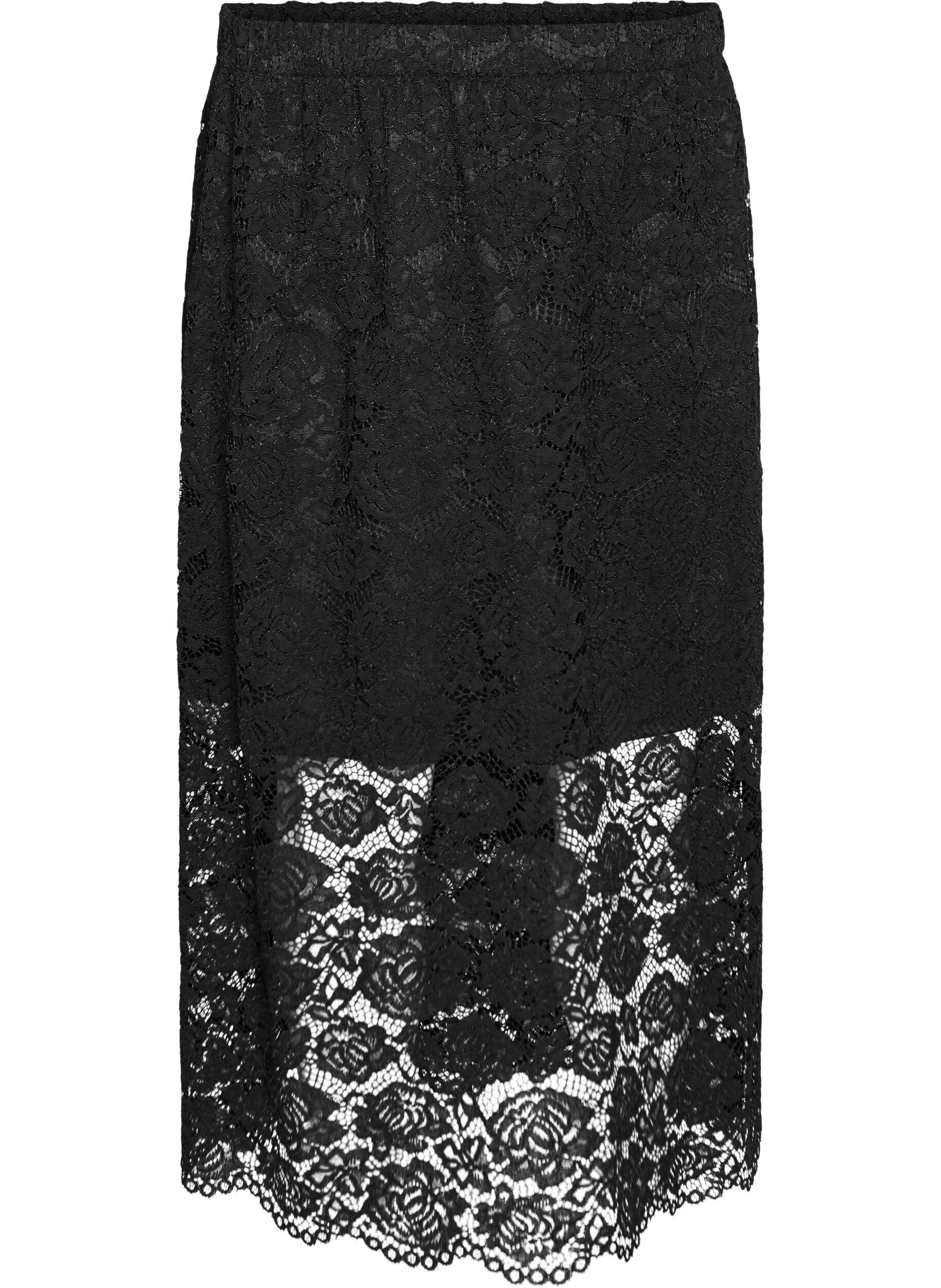 Lace midi skirt with an elasticated waist