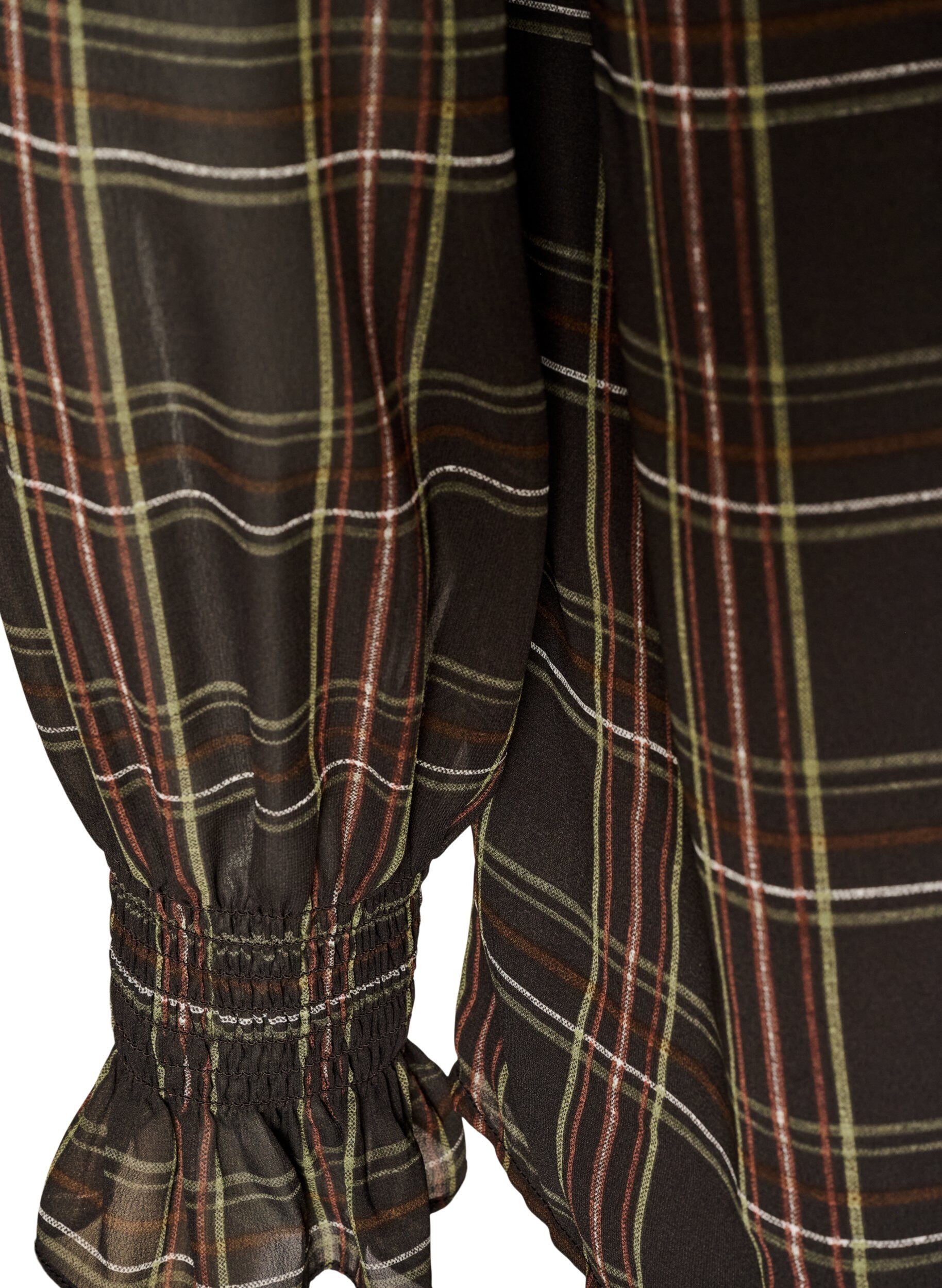 ZizzifashionBlouse with check and ruffle details, Green, Packshot image number 3