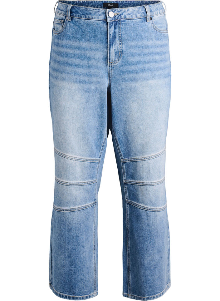 Wide-leg jeans with stitching details, Blue, Packshot image number 0