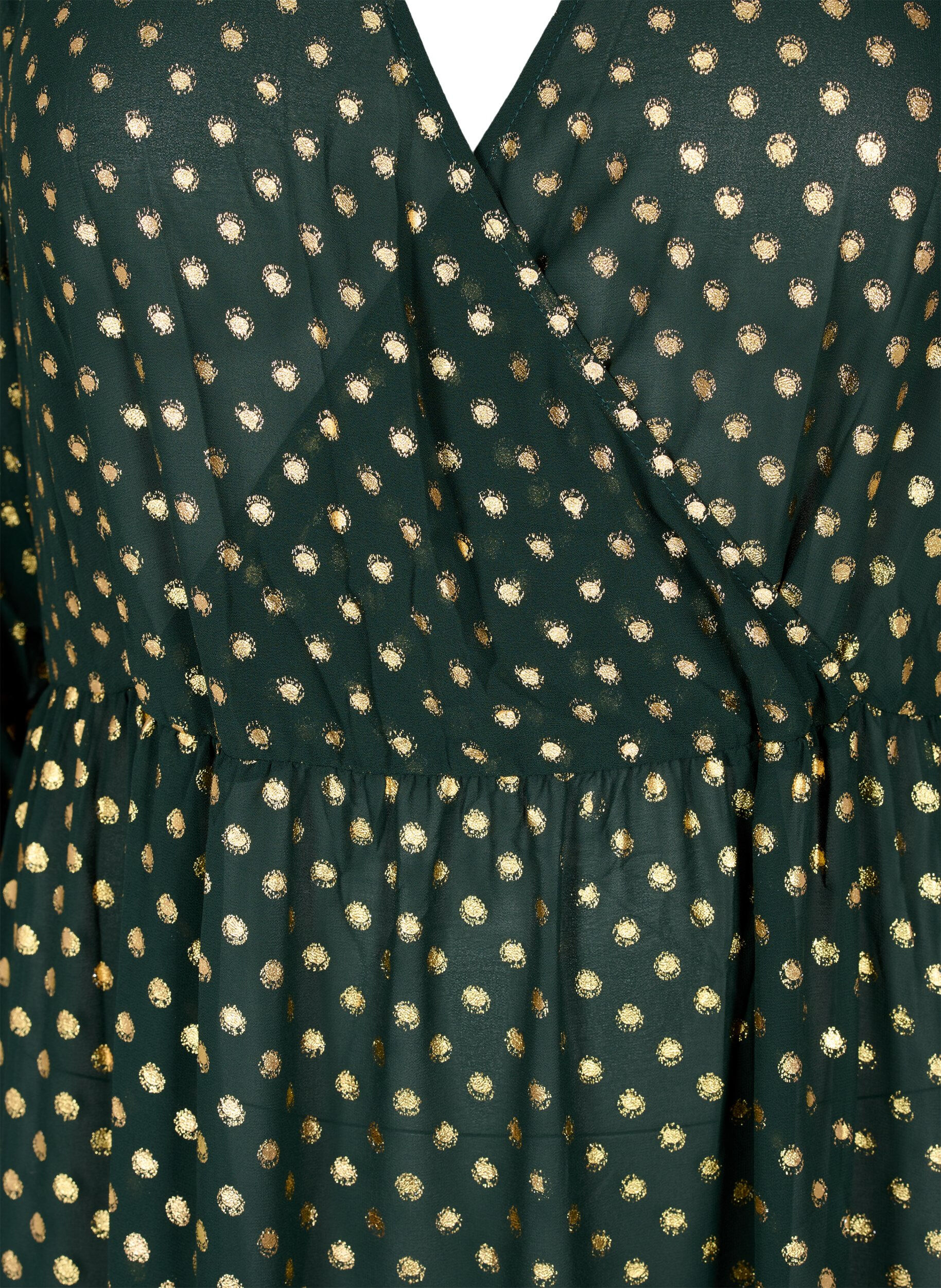 Zizzifashion Dress with dotted foil print and 3/4 sleeves, Scarab w. Gold, Packshot image number 2