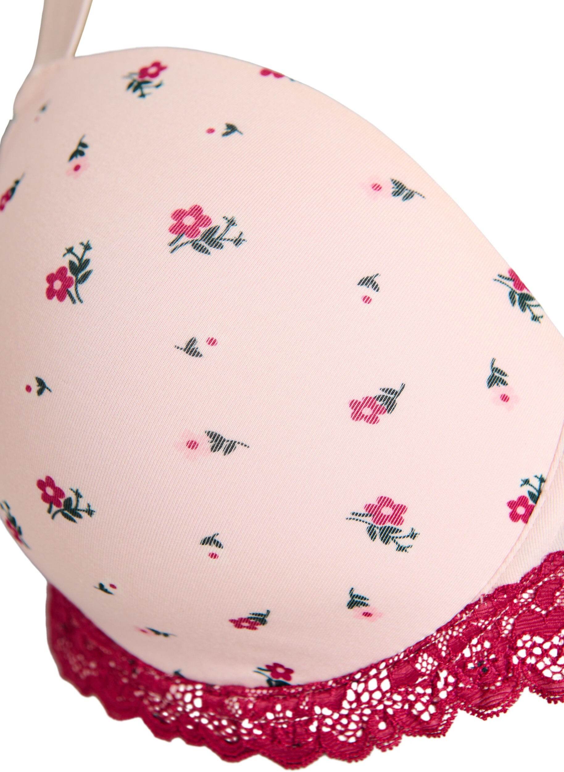 ZizzifashionMoulded bra with floral print and lace, Rose, Packshot image number 2