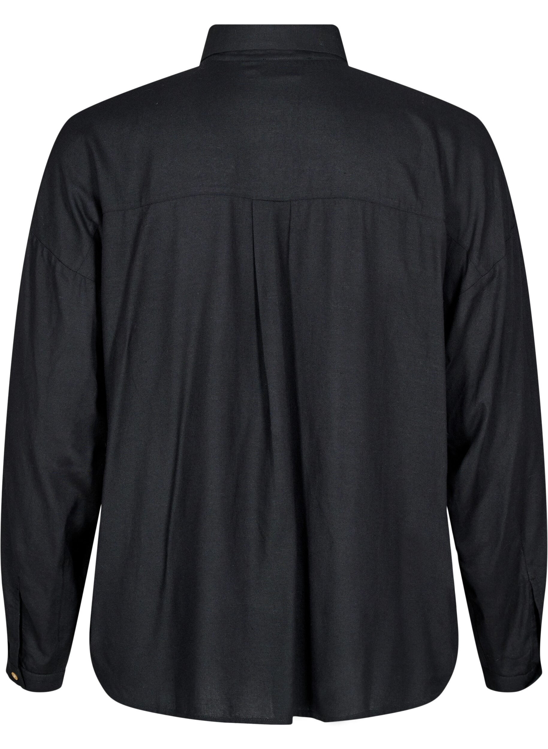 Zizzifashion Long-sleeved linen and viscose shirt, Black, Packshot image number 1