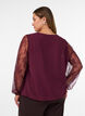 Blouse with lace sleeves and balloon shape, Red, Model image number 2