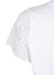 Cotton T-shirt with short lace sleeves, White, Packshot image number 3