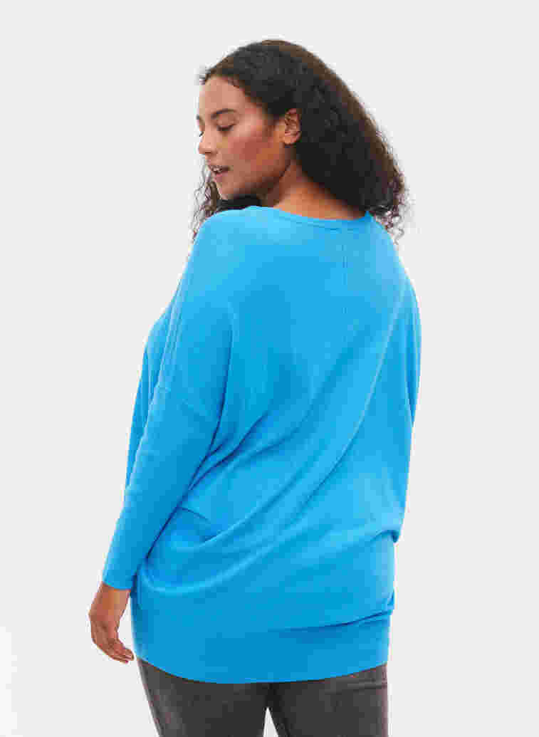 Knitted tunic in viscose blend, Malibu Blue, Model image number 1