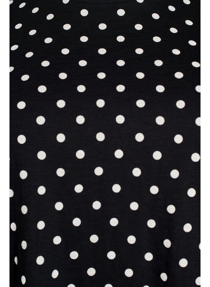 Polka dot cotton T-shirt, Black, Packshot image number 2
