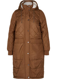 Quilted jacket with hood and adjustable waist