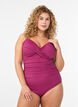 Swimsuit with underwire and ruched effect, Purple, Model image number 0