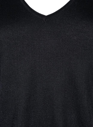 Viscose knit blouse with glitter, Black w. DTM Lurex, Packshot image number 2