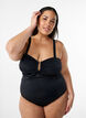 Swimsuit with V-detail and ruching, Black, Model image number 0