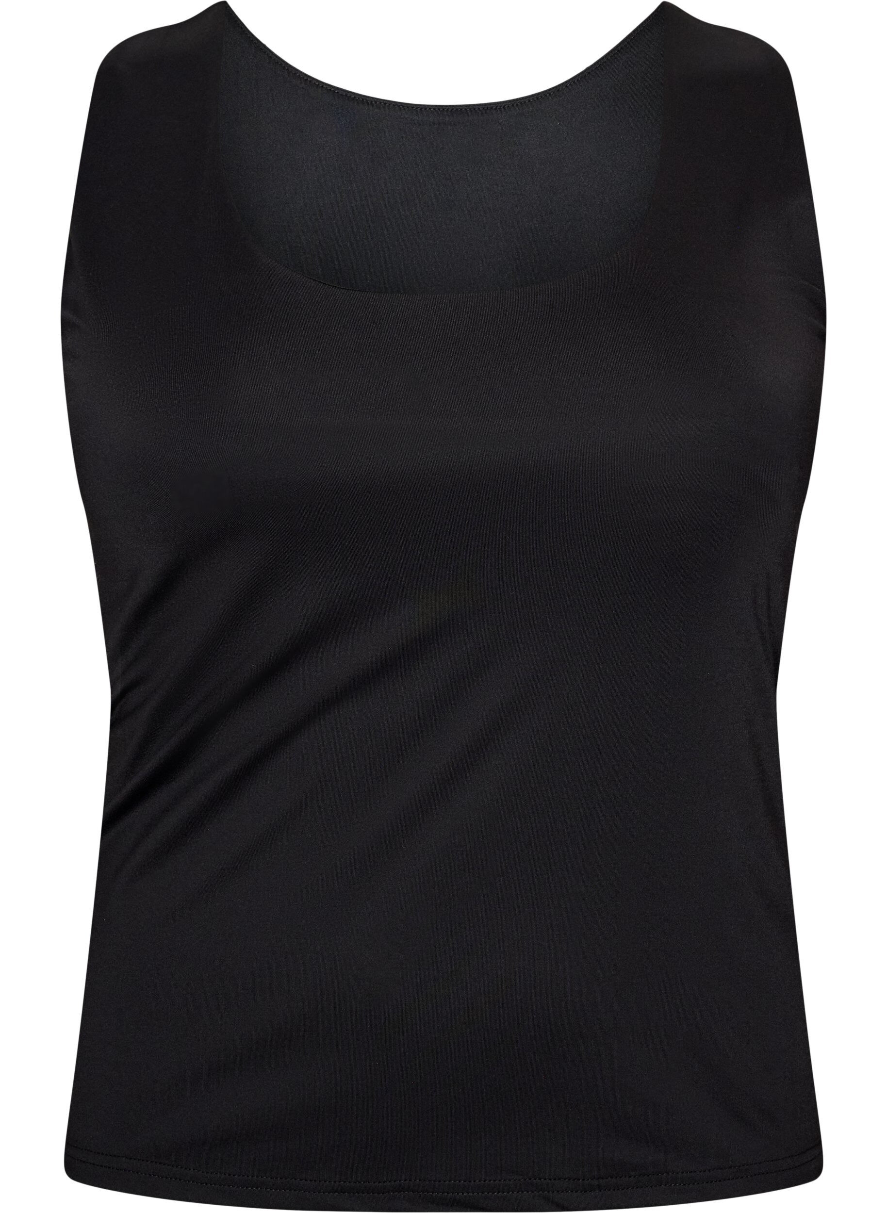 ZizzifashionFitted basic top in a smooth fabric, Black, Packshot image number 0