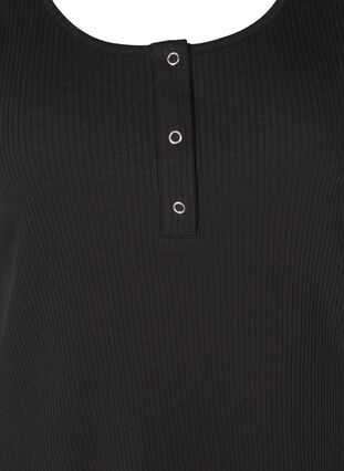 Top with a round neck in ribbed fabric, Black, Packshot image number 2