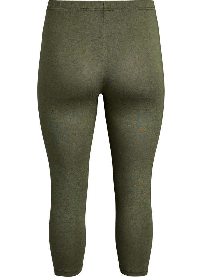 Basic 3/4 leggings in viscose, Green, Packshot image number 1