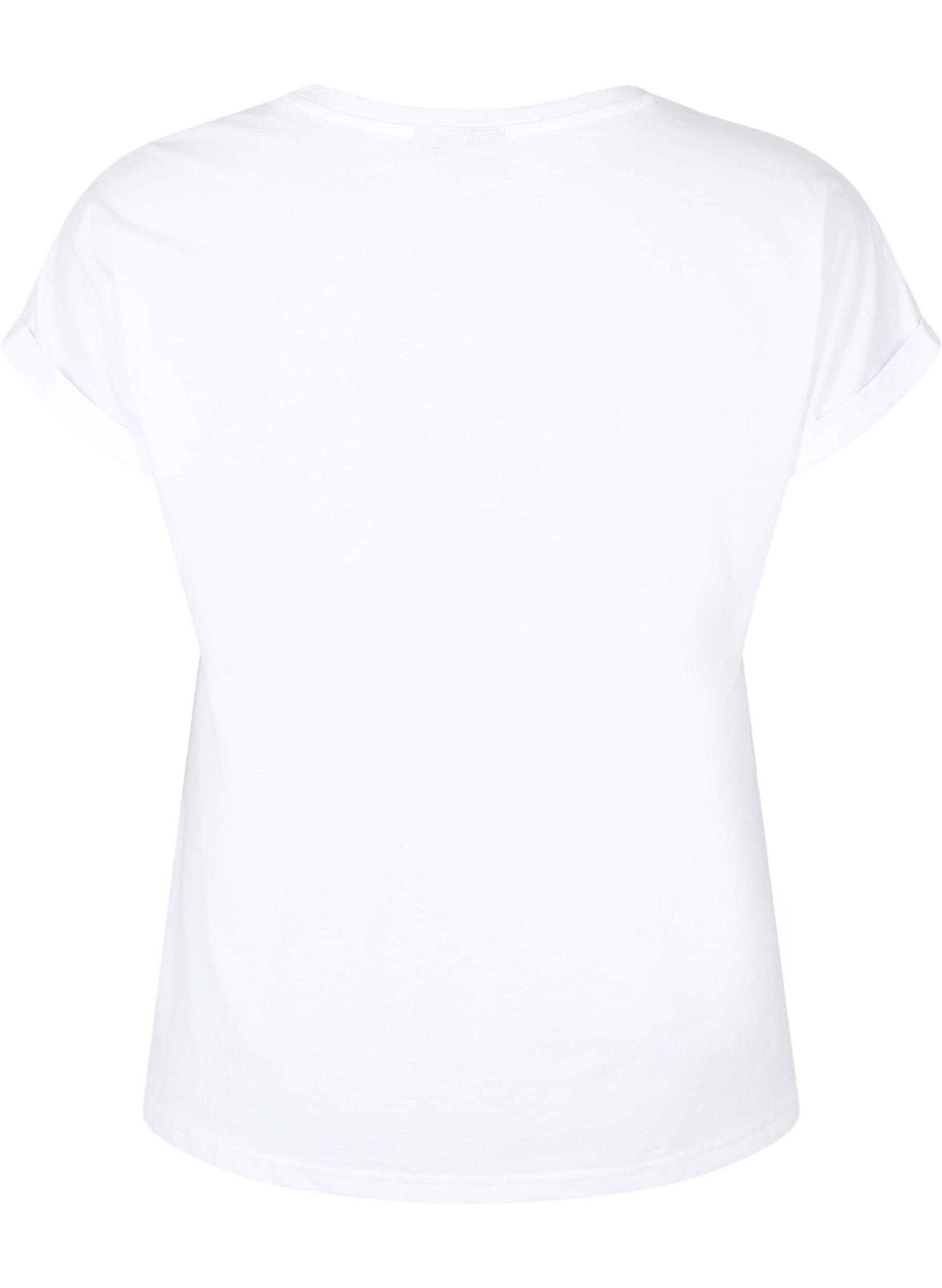 ZizzifashionShort sleeved cotton blend t-shirt, White, Packshot image number 1