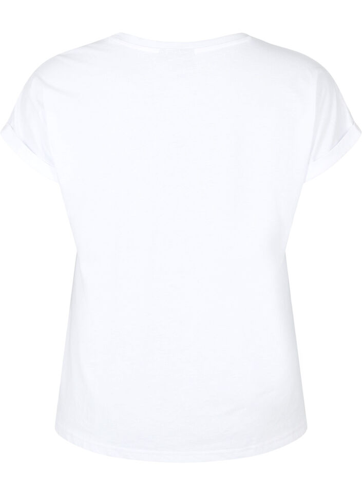 Short sleeved cotton blend t-shirt, White, Packshot image number 1