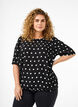 Dotted blouse with short sleeves, Black W. White Dot, Model image number 0
