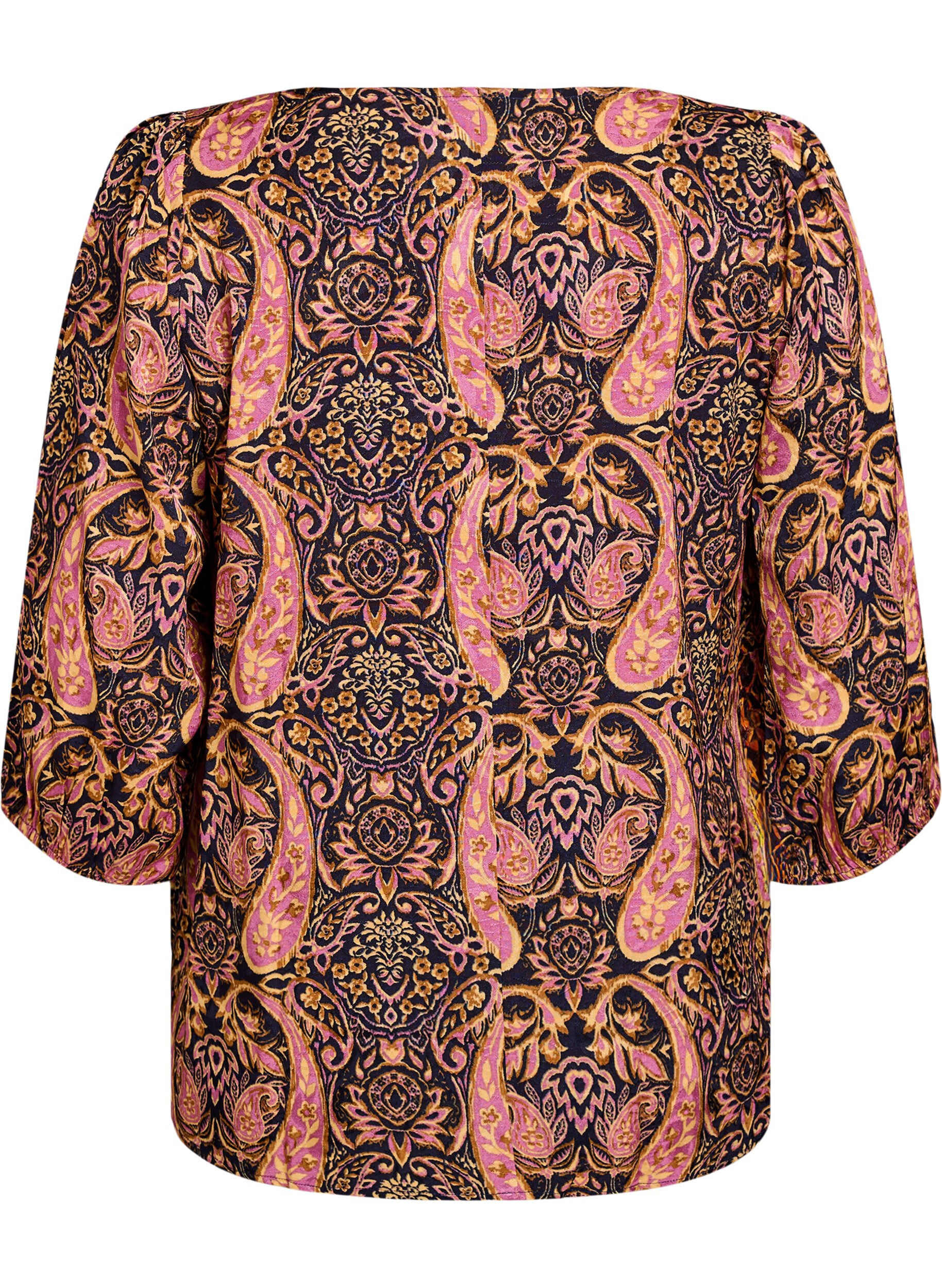 Zizzifashion Blouse with paisley print and 3/4 sleeves, Blue, Packshot image number 1