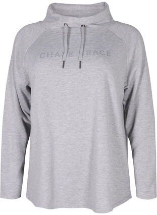 Sweatshirt with high collar, Light Grey Melange, Packshot image number 0