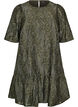 Jacquard dress with sparkly details and puff sleeves, Green, Packshot image number 0