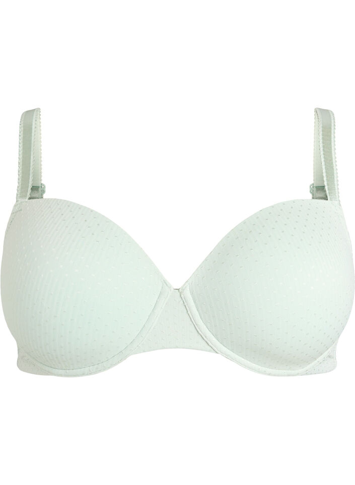 Moulded microfibre bra with a dobby texture, Green, Packshot image number 0