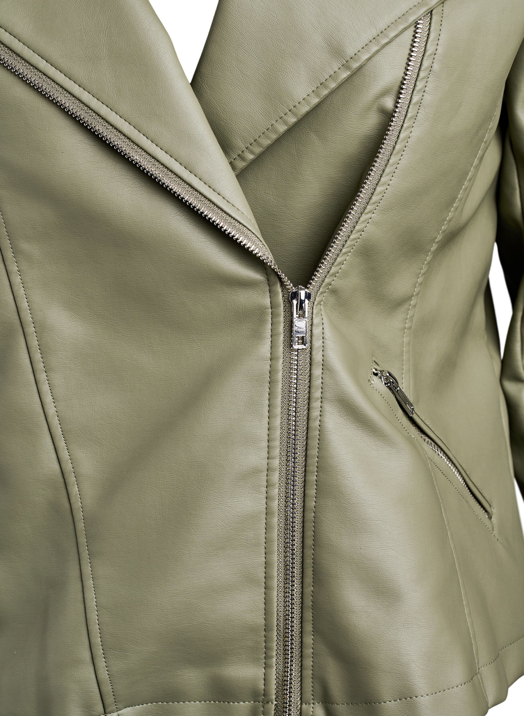ZizzifashionFaux leather biker jacket, Green, Packshot image number 2