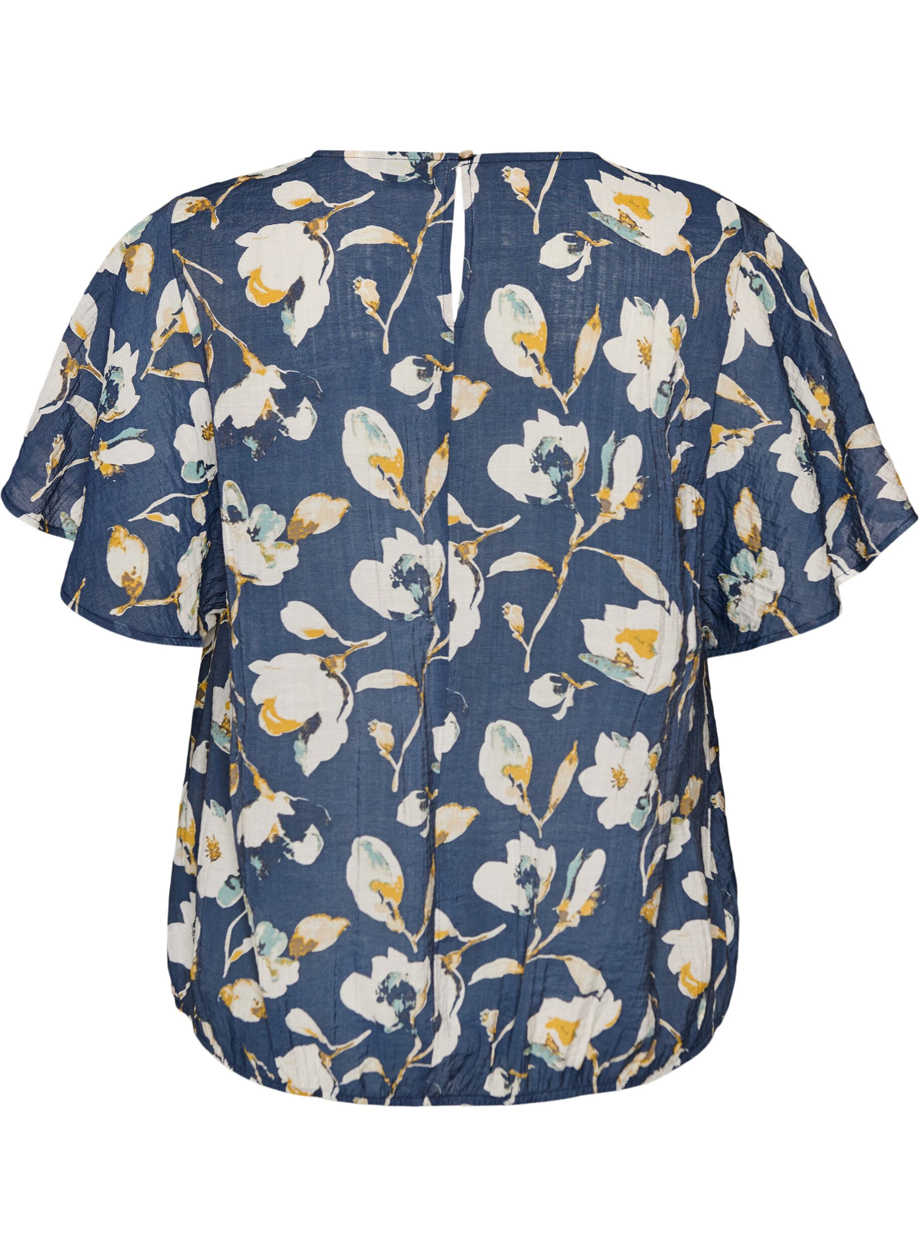 ZizzifashionBlouse with balloon shape and wing sleeves, Blue, Packshot image number 1