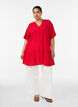 Loose tunic with crinkled texture and ruffle hem, Red, Model image number 1