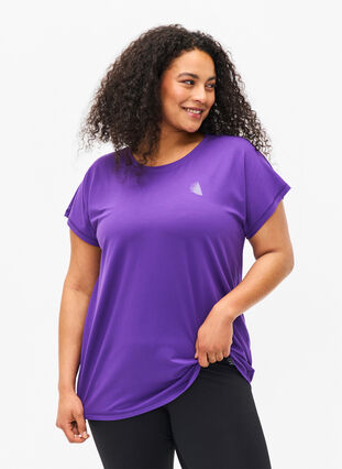Short-sleeved workout t-shirt, Heliotrope, Model image number 0