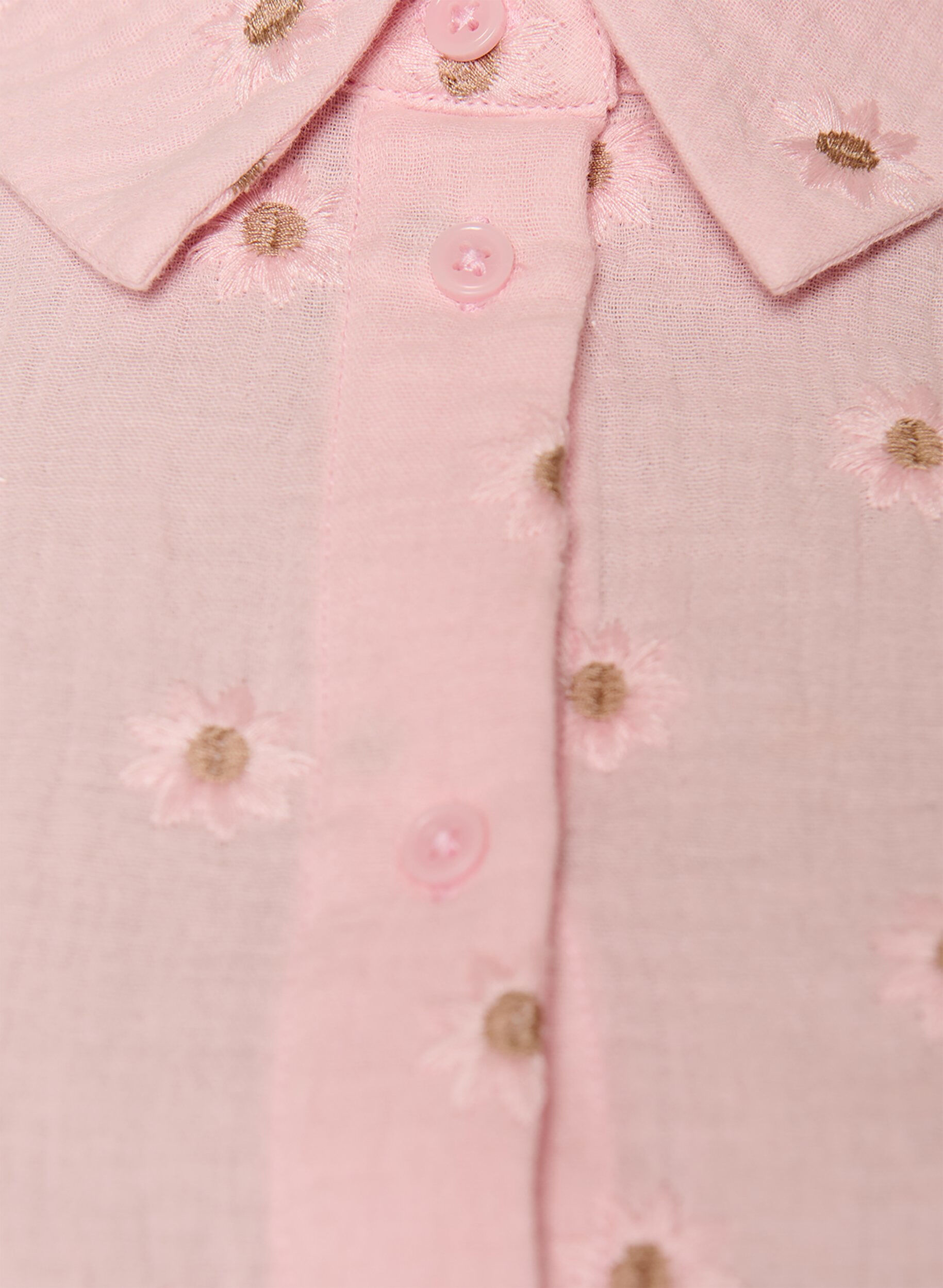Zizzifashion Shirt dress in cotton muslin with embroidered motifs, Rose, Packshot image number 2