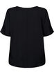 Short-sleeved viscose blouse with v-neck, Black, Packshot image number 1
