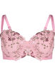 Balconette bra with embroidered flowers, Rose, Packshot image number 0