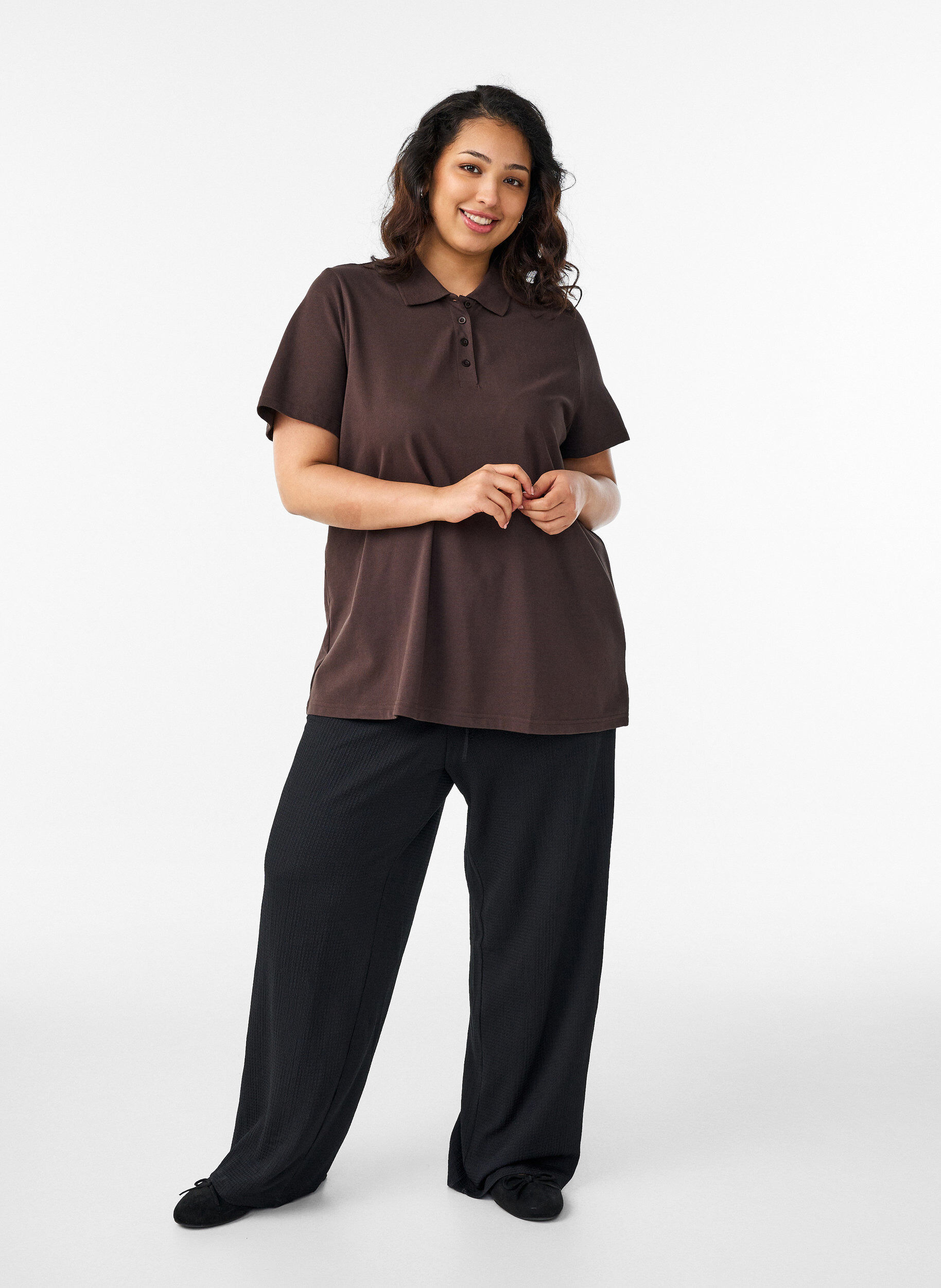 ZizzifashionPolo shirt with short sleeves, Brown, Model image number 1