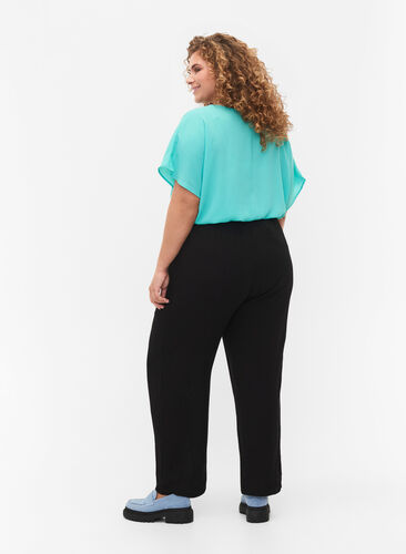 	 Viscose trousers with drawstring, Black, Model image number 1